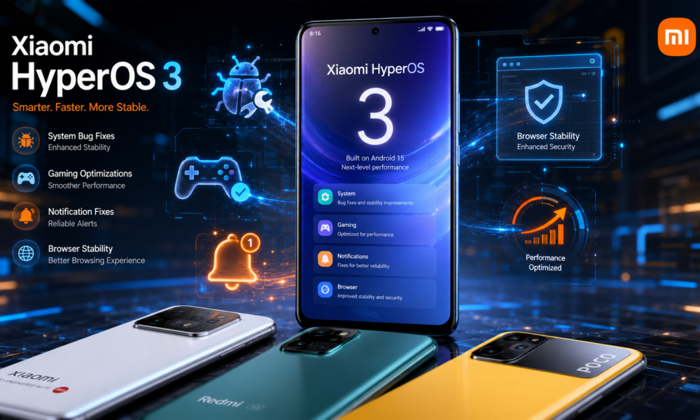 Xiaomi HyperOS 3 promotion in 3D